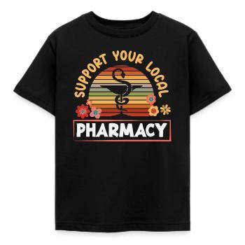 Retro-unterstützung Für Ihre Lokale Apotheke - Kinder T-Shirt - Schwarz - Vorne - AI Model Kid Female (0cm)