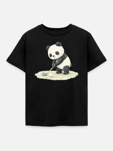 Panda spielt Golf Illustration  - Kinder T-Shirt - Schwarz