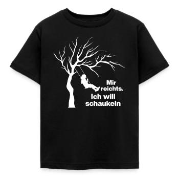 ICH WILL SCHAUKELN. KEINE LUST AUF MENSCHEN - Kinder T-Shirt - Schwarz - Vorne - AI Model Kid Female (0cm)