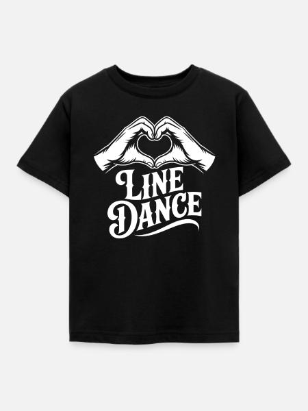 Line Dance Herz-Hand Logo - Kinder T-Shirt - Schwarz