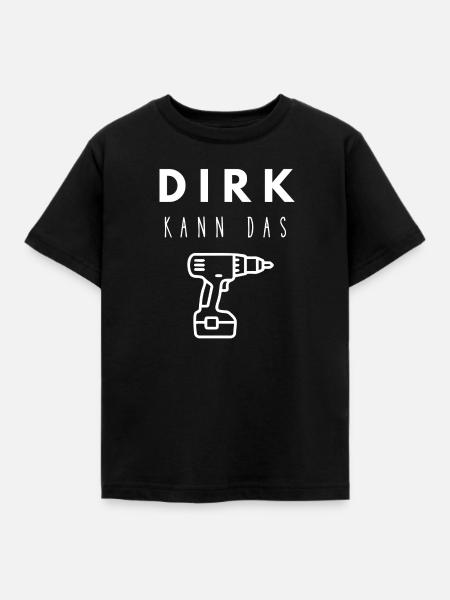 Dirk Name Handwerker Werkzeug Akkuschrauber - Kinder T-Shirt - Schwarz