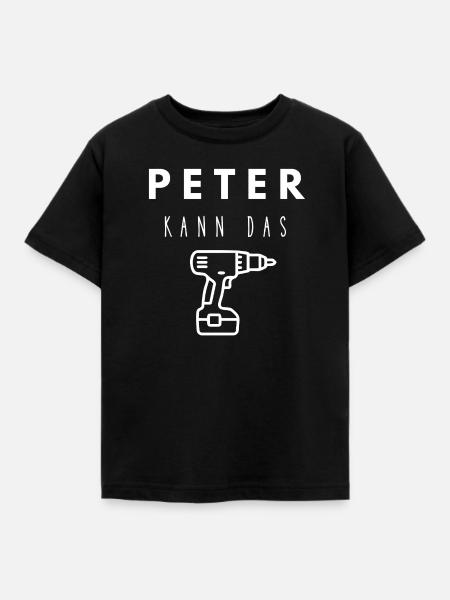 Peter Name Handwerker Werkzeug Akkuschrauber - Kinder T-Shirt - Schwarz