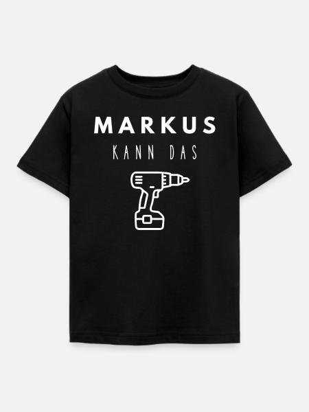 Markus Name Handwerker Werkzeug Akkuschrauber - Kinder T-Shirt - Schwarz