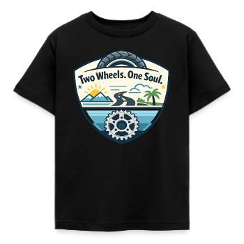 Two wheels, one soul - Kids' T-Shirt - black - Front - AI Model Kid Female (0cm)
