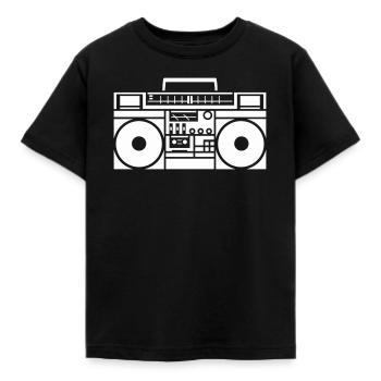 Retro Boombox Graphic Black & White - Kids' T-Shirt - black - Front - AI Model Kid Female (0cm)