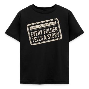 Jeder Ordner erzählt eine Geschichte - Kinder T-Shirt - Schwarz - Vorne - AI Model Kid Female (0cm)
