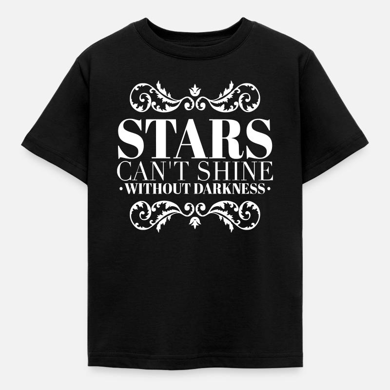 Stjerner skinner uden mørke citat hvidt - Børne-T-shirt - sort