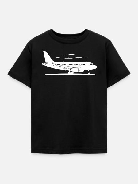 Flugzeug Skizze - Kinder T-Shirt - Schwarz