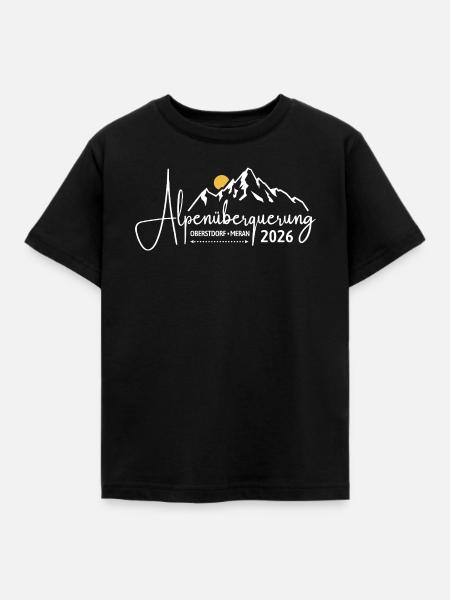 Alpenüberquerung 2026, Oberstdorf Meran, Wandern - Kinder T-Shirt - Schwarz