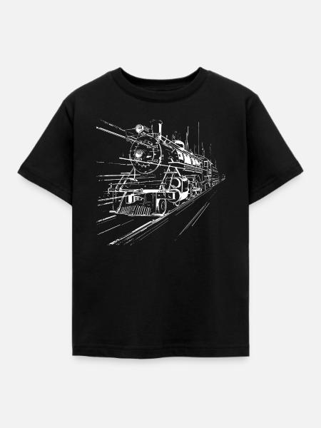 Zug Skizze - Kinder T-Shirt - Schwarz
