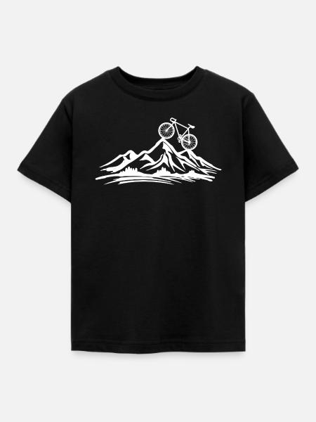 Bergbike Felslandschaft Silhouette - Kinder T-Shirt - Schwarz