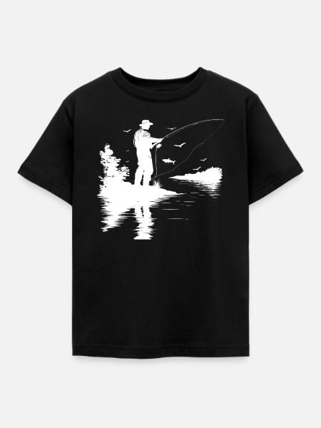 Fischer Grafik - Kinder T-Shirt - Schwarz
