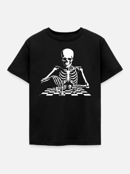 Skelett spielt Schach - Kinder T-Shirt - Schwarz