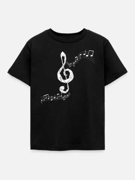 Schwebender Notenschlüssel - Kinder T-Shirt - Schwarz