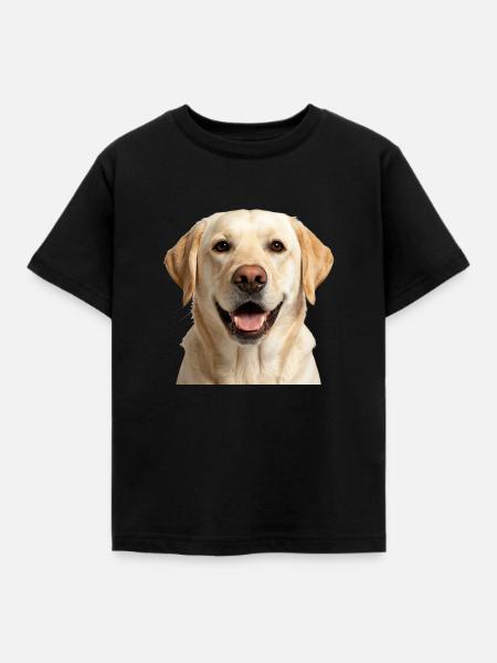 Glücklicher beige Labradorhund - Kinder T-Shirt - Schwarz