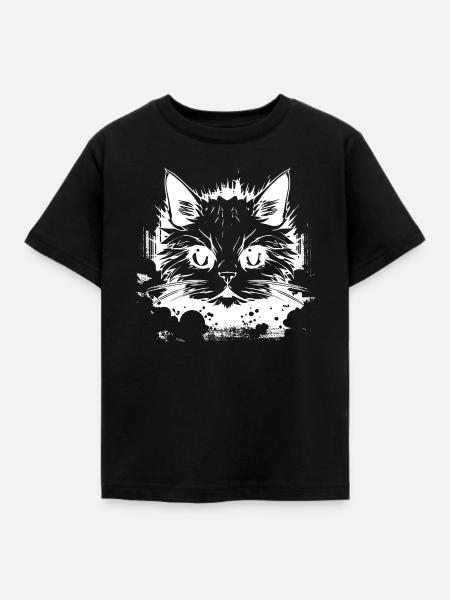 Katze Anime Look - Kinder T-Shirt - Schwarz
