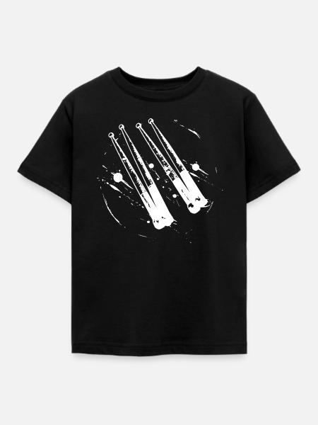 Drumsticks Zeichnung - Kinder T-Shirt - Schwarz