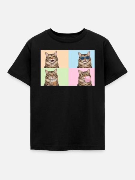Katzen Graue Tabby Katze - Kinder T-Shirt - Schwarz