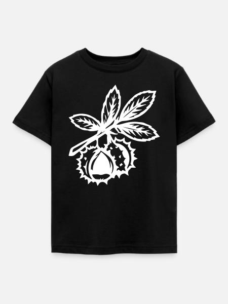 Kastanie Zweig Blätter - Kinder T-Shirt - Schwarz