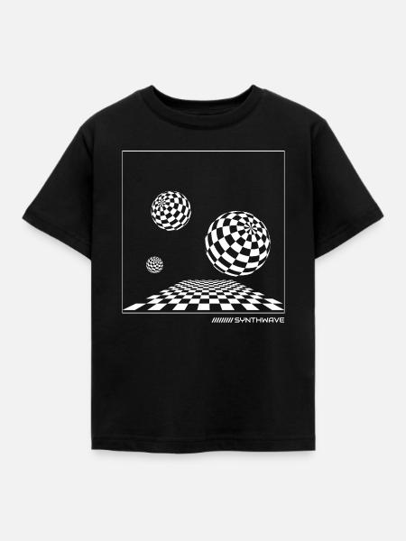 Synthwave-Musik-Geometrische Orb-Design - Kinder T-Shirt - Schwarz