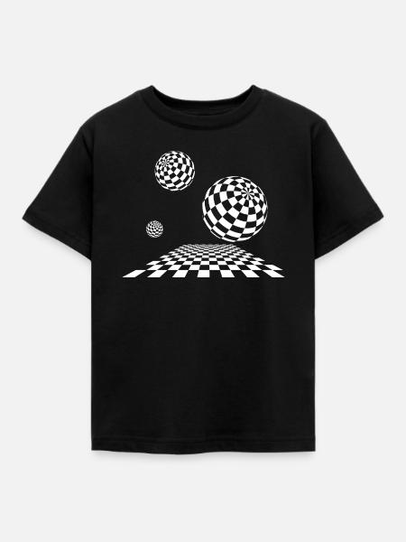 Checker Sphere Traumlandschaft - Kinder T-Shirt - Schwarz