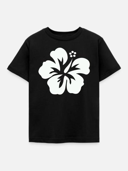 Hibiskus Tropenprint - Kinder T-Shirt - Schwarz