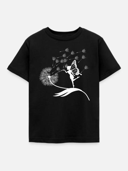 Schmetterlingdesign Pusteblumen Wiese Herzen Feen - Kinder T-Shirt - Schwarz