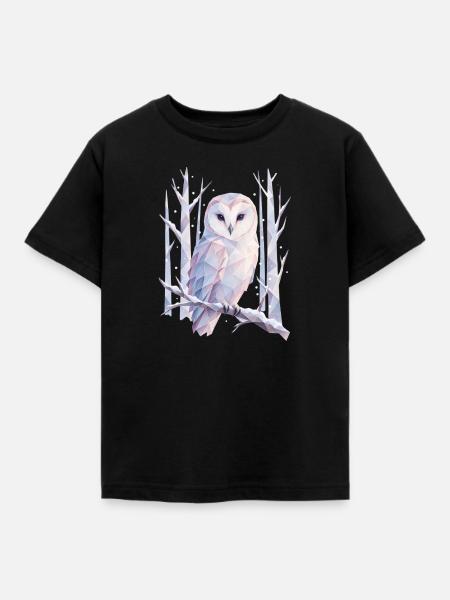 PolygonEule im Pastellwald - Kinder T-Shirt - Schwarz