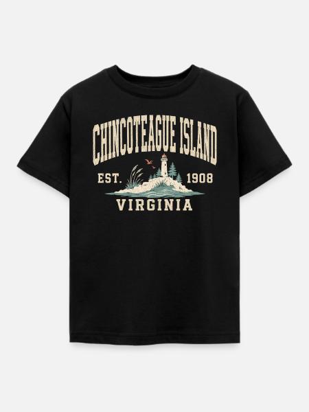 Chincoteague Insel Leuchtturm Retro - Kinder T-Shirt - Schwarz