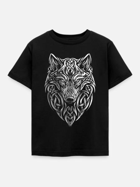 Wolf keltische Knoten Tribal - Kinder T-Shirt - Schwarz