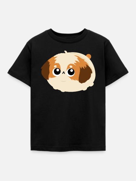 Chibi Flauschiges Shih Tzu-Welpengesicht - Kinder T-Shirt - Schwarz