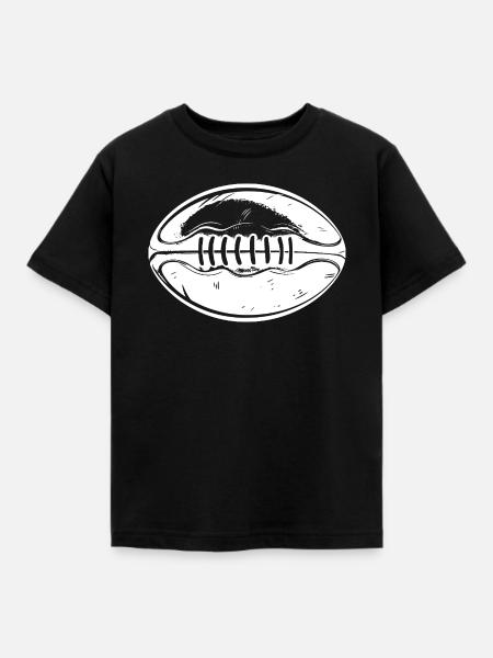 Rugbyball Zeichnung - Kinder T-Shirt - Schwarz