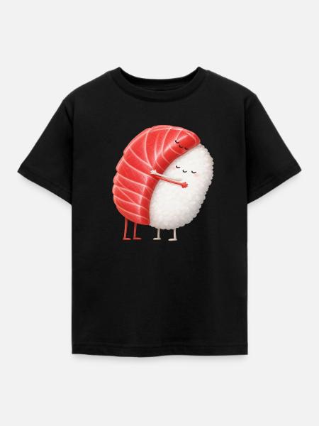 Kawaii Sushi Kuschelpärchen - Kinder T-Shirt - Schwarz