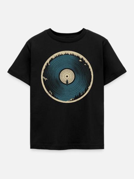 Naturvinyl – Kanu und Wald - Kinder T-Shirt - Schwarz