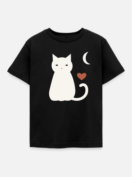Halloween Katze Herren - Kinder T-Shirt - Schwarz