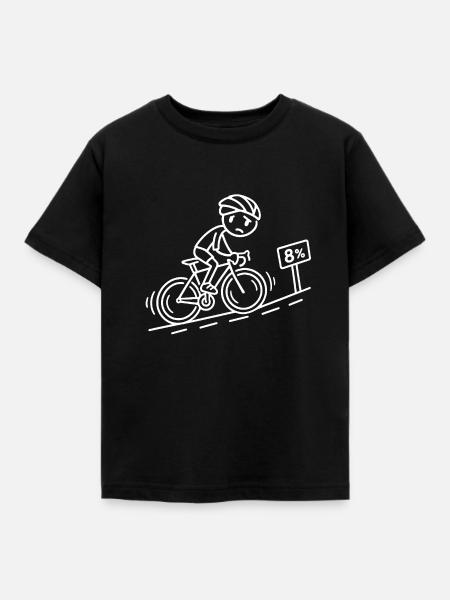 Radfahrer Höhenmeter – Line Art - Kinder T-Shirt - Schwarz