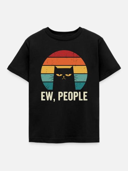 Ew People Retro Cat - Kinder T-Shirt - Schwarz