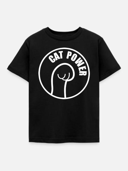 Katzenkraft - Kinder T-Shirt - Schwarz