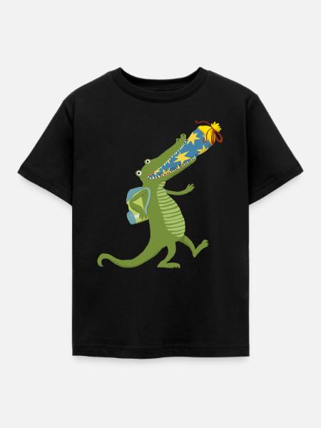 Schulkrokodil - Kinder T-Shirt - Schwarz
