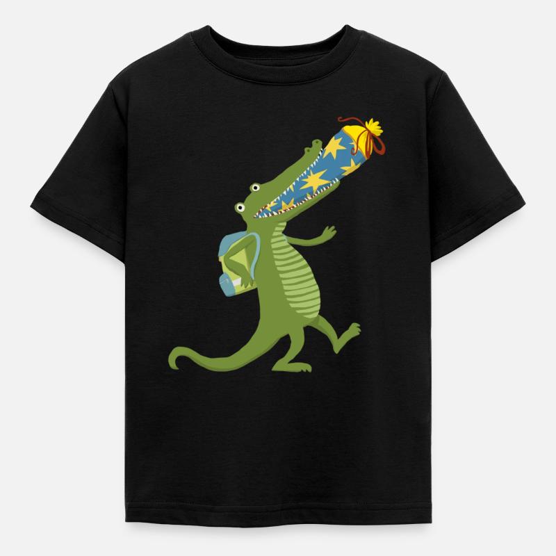 Schulkrokodil - Kinder T-Shirt - Schwarz