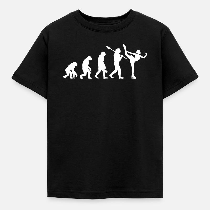 Entwicklung des Mannes, Eiskunstlauf-Mädchen, Eislauf-Mädchen - Kinder T-Shirt - Schwarz