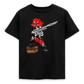 Déguisement de costume de garçon de pirate squelette - T-shirt Enfant - noir - Devant - AI Model Kid Female (0cm)