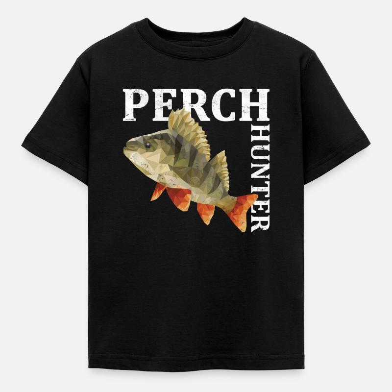 Barsch Angeln - Kinder T-Shirt - Schwarz