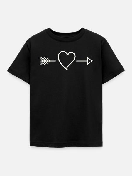 Herzpfeil Linienkunst - Kinder T-Shirt - Schwarz