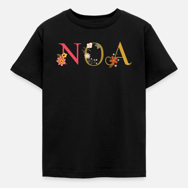 Nom de l’ANO décoré de fleurs - T-shirt Enfant - noir