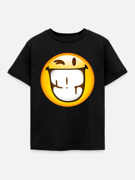 Smiley Happy - Kinder T-Shirt - Schwarz