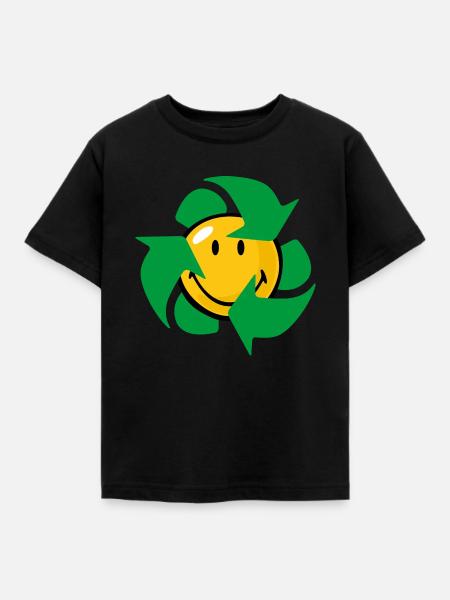 Smiley Recycle - Kinder T-Shirt - Schwarz