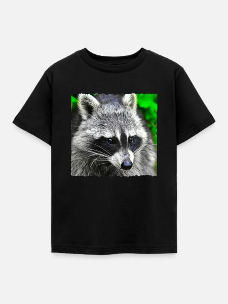 Besuch vom Waschbär - Kinder T-Shirt - Schwarz