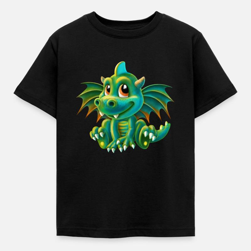 Drache niedlich - Kinder T-Shirt - Schwarz