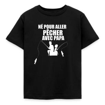 Né pour aller pêcher avec papa Naissance de bébé - T-shirt Enfant - noir - Devant - AI Model Kid Female (0cm)